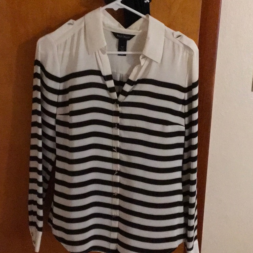 Cream black and gold White House blouse
